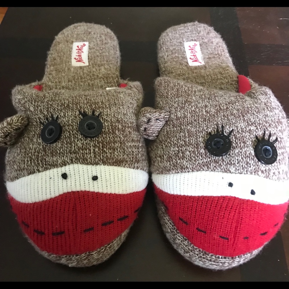 Nick & Nora sock monkey slippers size 9-10.5
